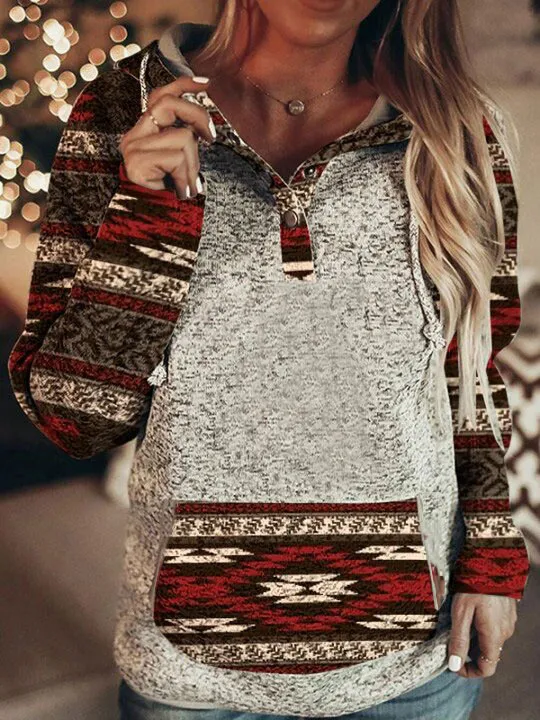 Hoodie Contrast Color Women's Sweater Red - Shop at LoveMi