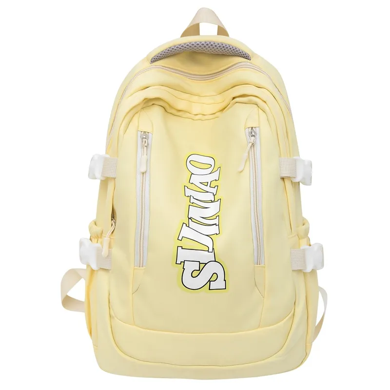 High School Student Lightweight Waterproof Backpack - Yellow