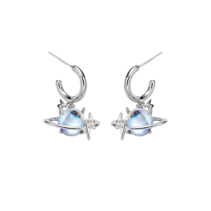 Women's Fashion Creative Moonstone Saturn Stud Earrings