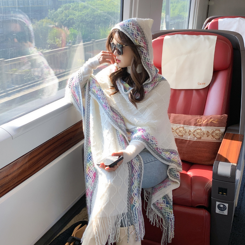 Casual Versatile Personality Border Dark Pattern Shawl Scarf
