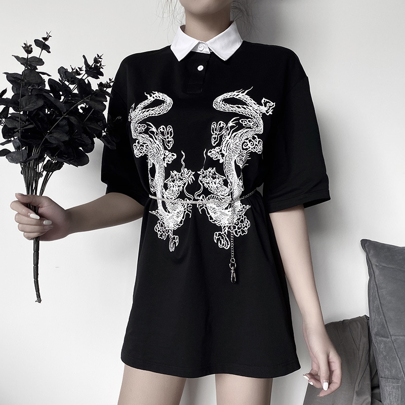 Title 6, Donker Japanse Dragon School Girl T-shirt, een ...