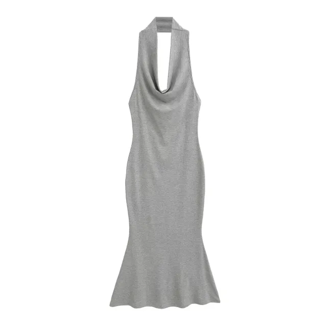 Bare Back Tight Sexy Sheath Fishtail Dress Light Gray - Shop at LoveMi