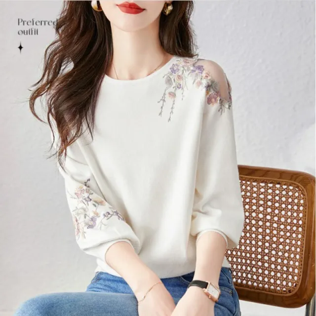 Sweet Floral Round Neck Pullover - Shop at LoveMi