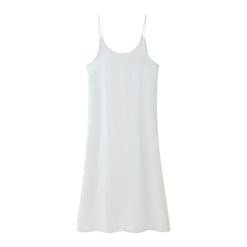 Backless Sleeveless Double layer Sling Temperament Dress White - Shop at LoveMi