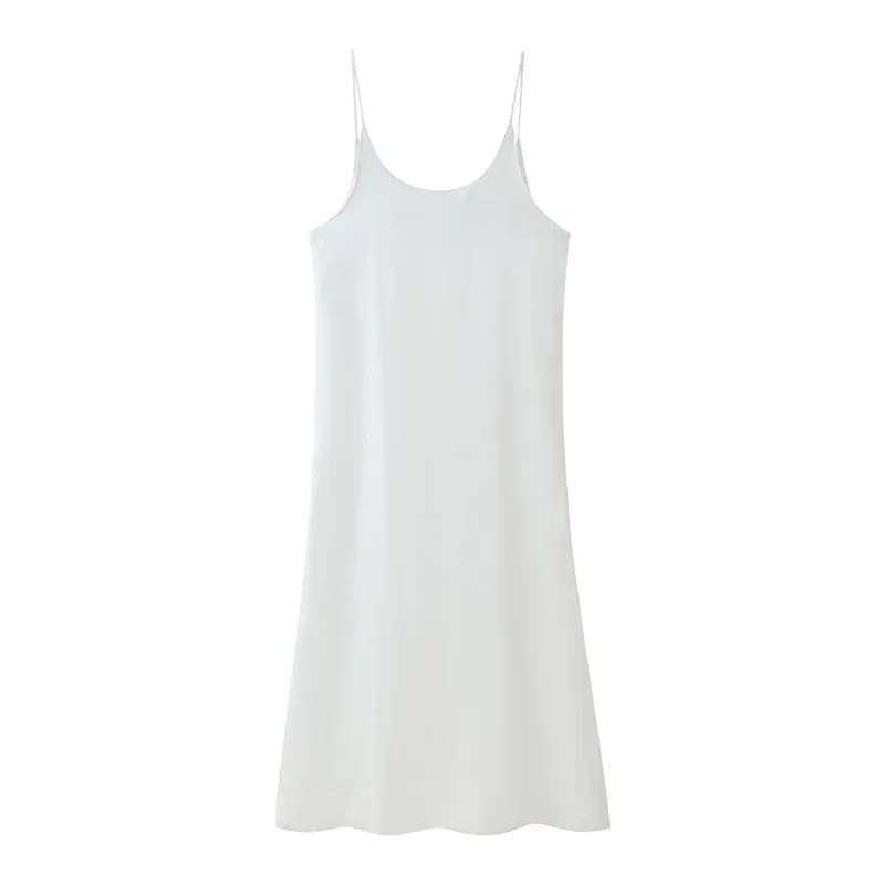 Backless Sleeveless Double-layer Sling Temperament Dress - White