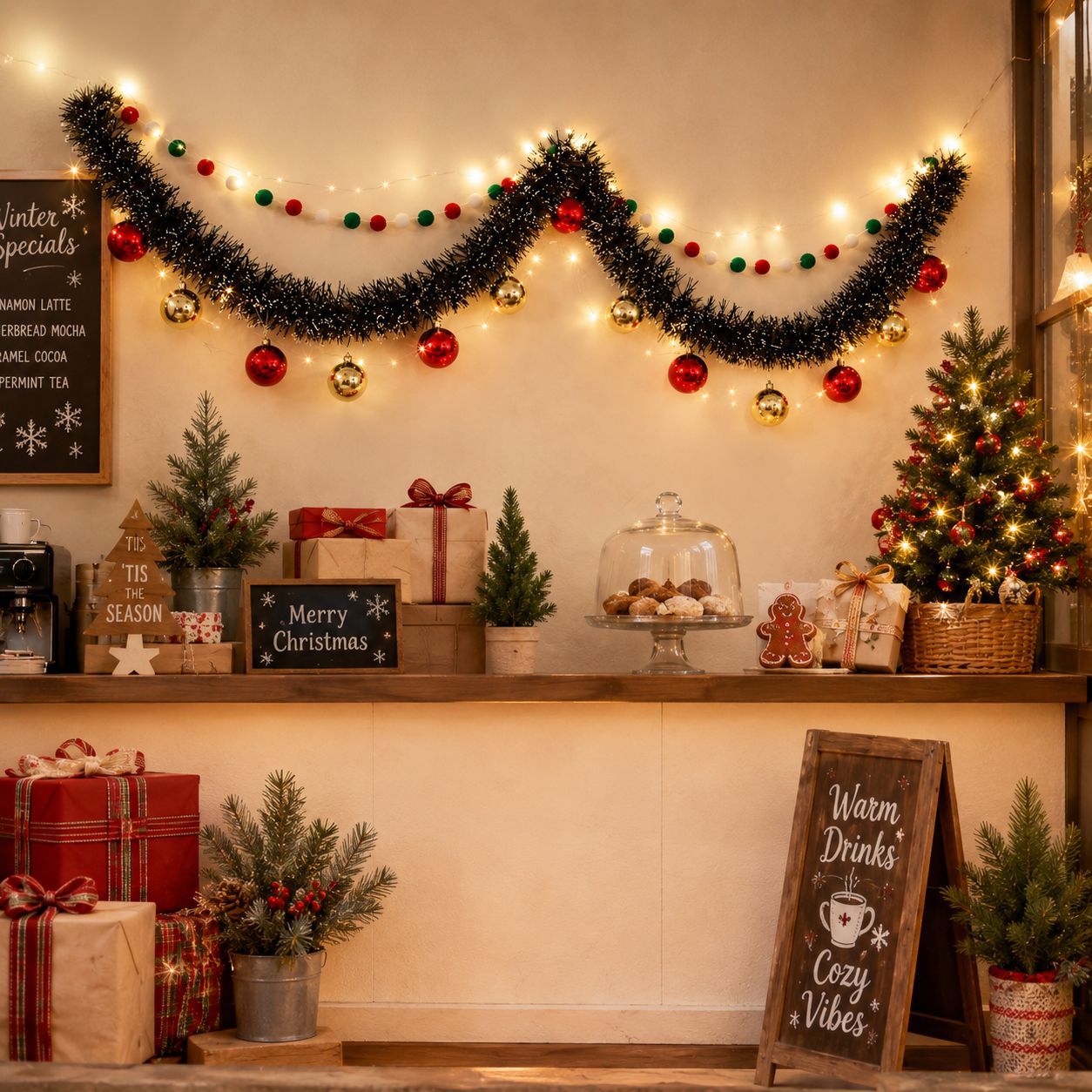 DIY Felt Christmas Ornament Light Strip (Red Bow)