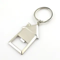 Creative Fashion House Shape Bottle Opener Keychain - Silver - View 1