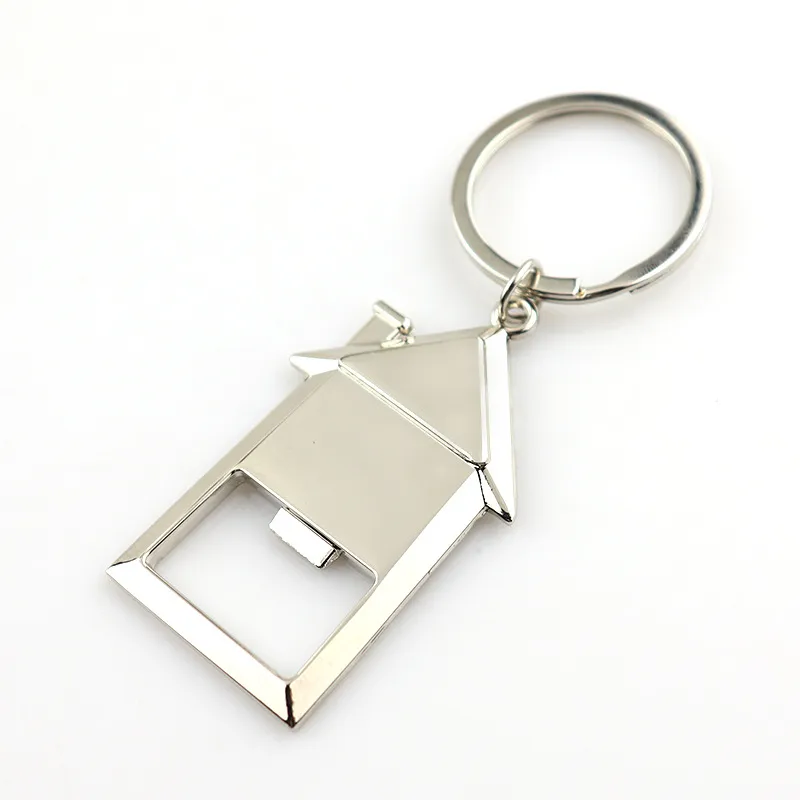 Creative Fashion House Shape Bottle Opener Keychain - Silver