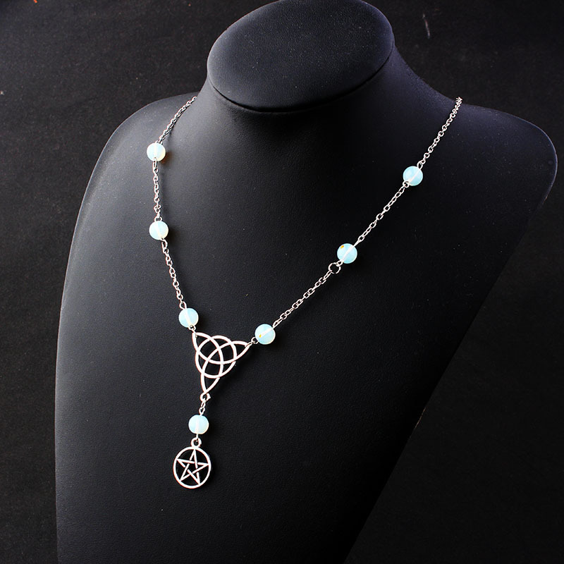 Gothic Witchcraft Pentagram Head Chain Magic Round Beads Stone — foto 5