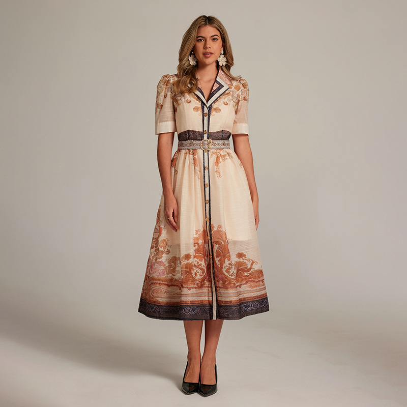 Real-shot Style French Niche Elegant Printed Dress