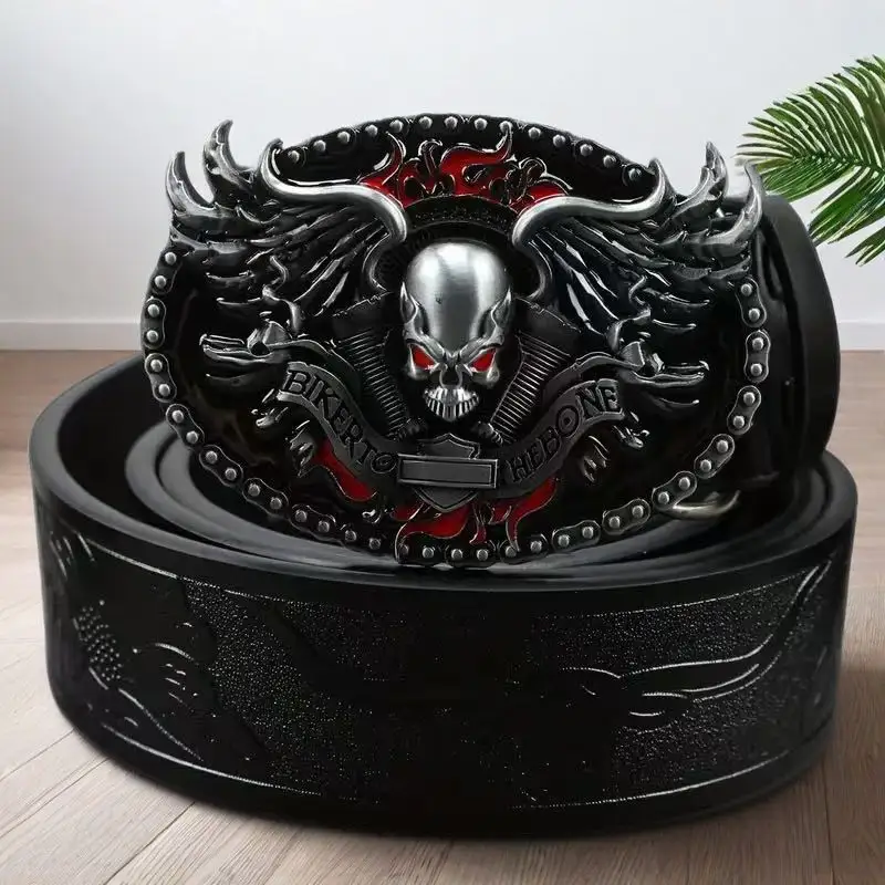 Mens Alloy-buckle Leather Belt