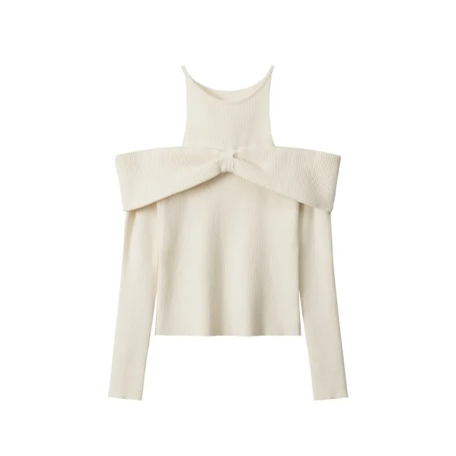 Off neck High end Design Pure Style Sweater Apricot - Shop at LoveMi