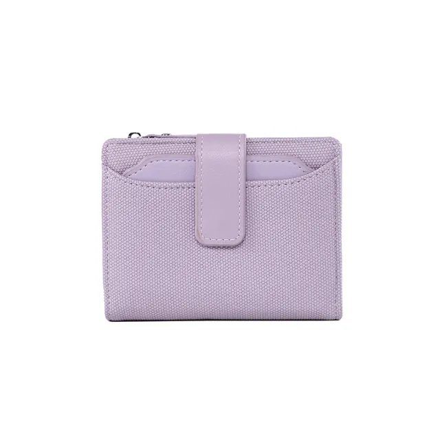 Women's Short Solid Color Leather Wallet Purple - Shop at LoveMi