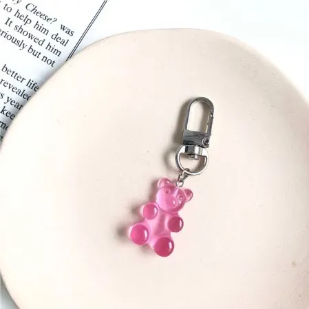 Candy Color Bear Keychain Female Cute Resin Pink - Shop at LoveMi