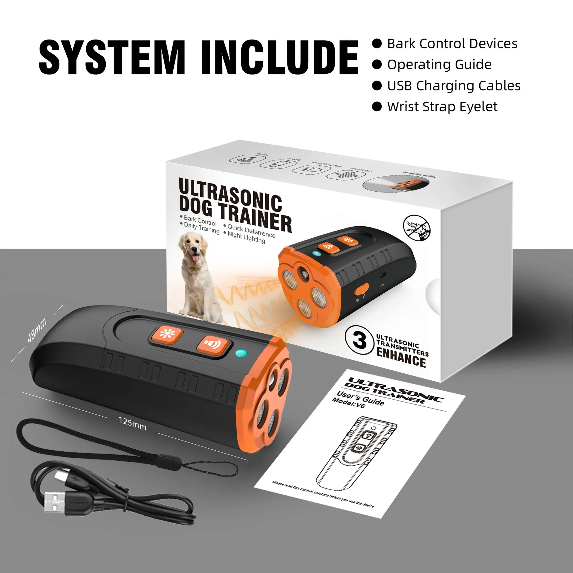 Ultrasonic Dog Dispeller Handheld Three-core High-power Training