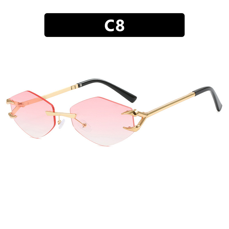European And American Leisure Hip Hop Trend Sunglasses Frameless Grapple Polygonal Sunglasses - Image 8