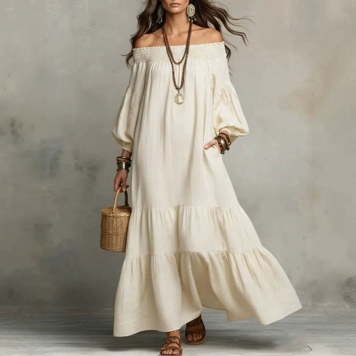 Bohemian Off Shoulder Long Dress
