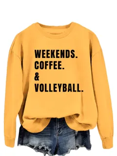 Women's Simple Round Neck Long Sleeve Loose Sweatshirt - Yellow - View 1