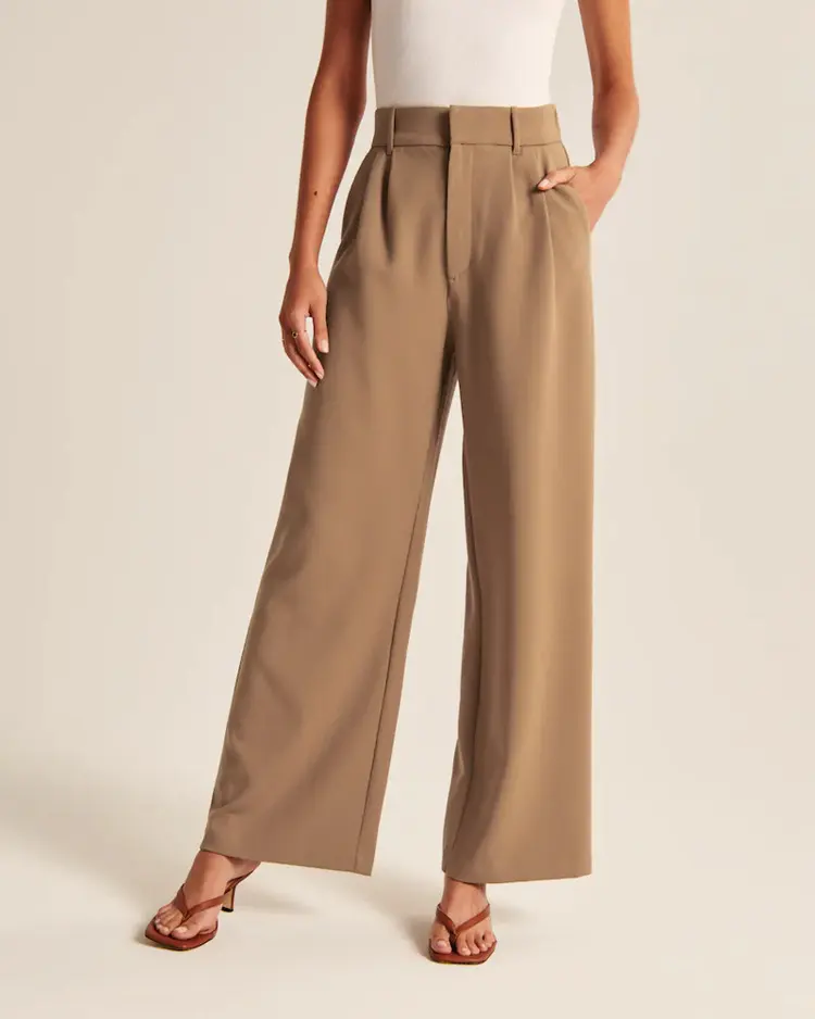 High Waist Straight Trousers with Pockets Wide Leg Casual