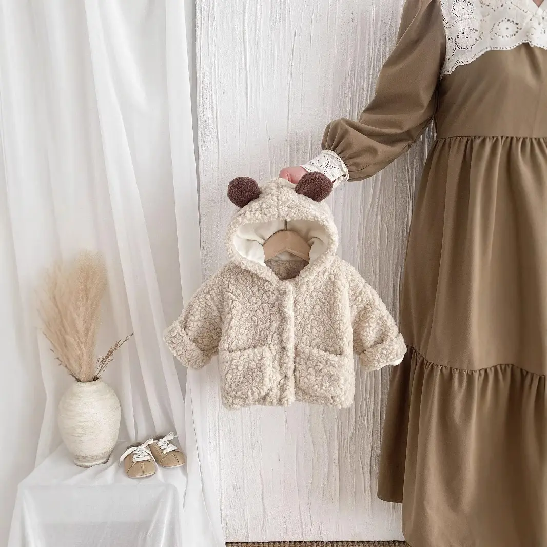 Plush Thickened Warm Bear Ears Toddler Coat