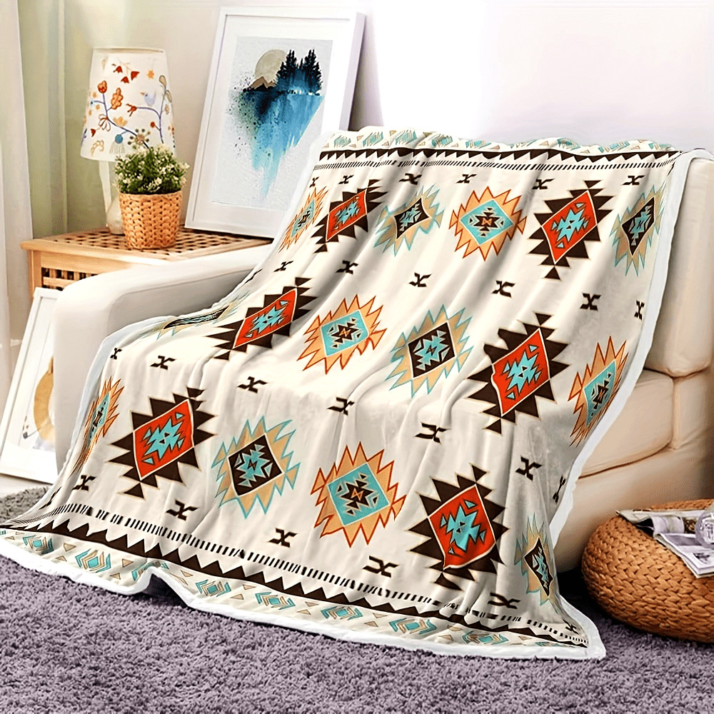 Bohemian-style Flannel Blanket For Cozy Bedding