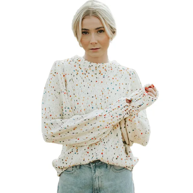 Casual Style Polka Dot Thermal Knitting Sweater For Women Lc2723226 Apricot - Shop at LoveMi