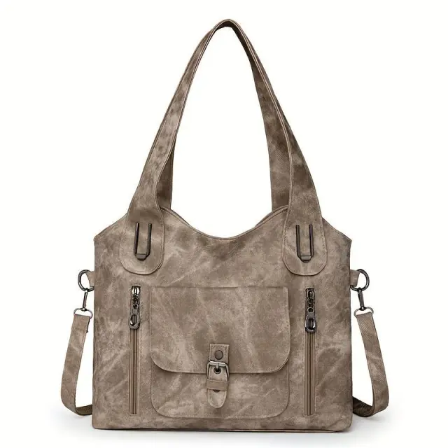 Soft Leather Handbag Soft Synthetic Leather Vintage Khaki - Shop at LoveMi
