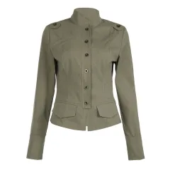 Autumn Retro Street Workwear Stand Collar Coat - Tan - View 1