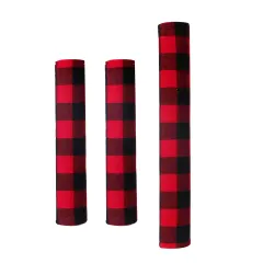 Black And Red Plaid Christmas Refrigerator Door Handle Cover - Black And Red Grid Style - View 1