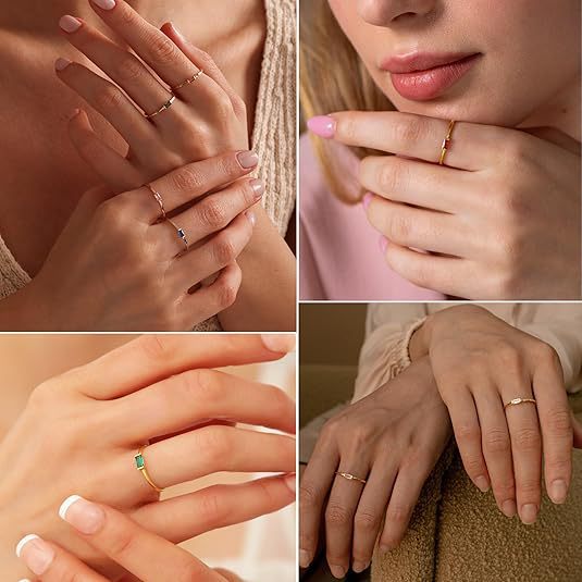 Womens Gold-plated Colorful Square-cut Ring In A Non-fading Rectangular Design