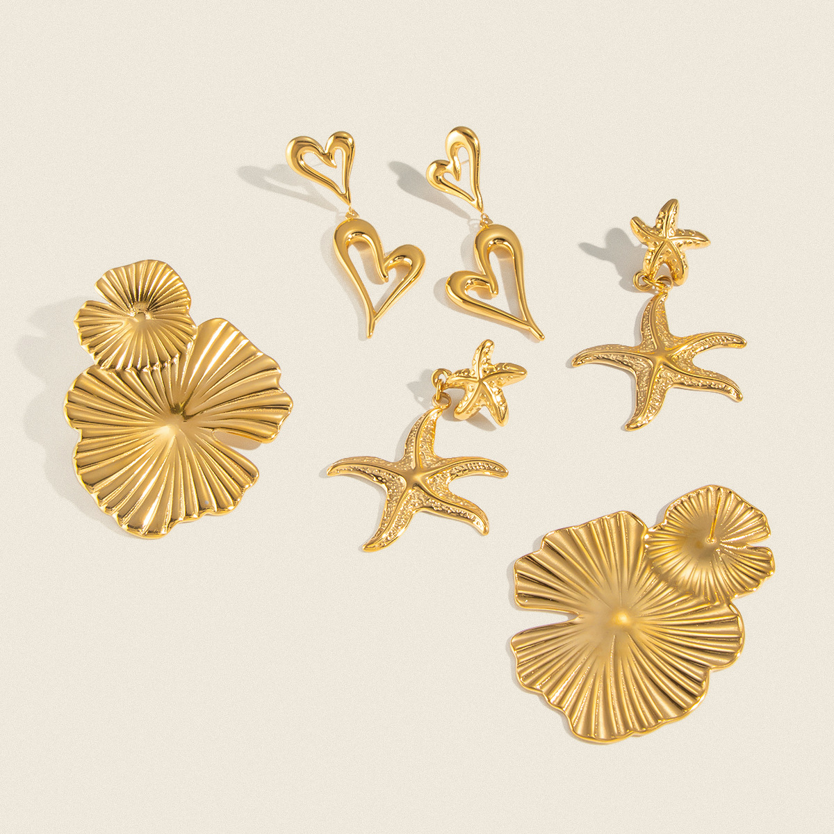 Geometric Titanium Steel 18k Gold-plated Earrings