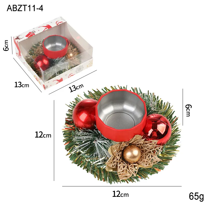 Christmas Candle Metals Candlestick Wreath Artificial Pinball Pinecone Candle Holder Fake Leaves Xmas New Year Home Table Decor – image 10