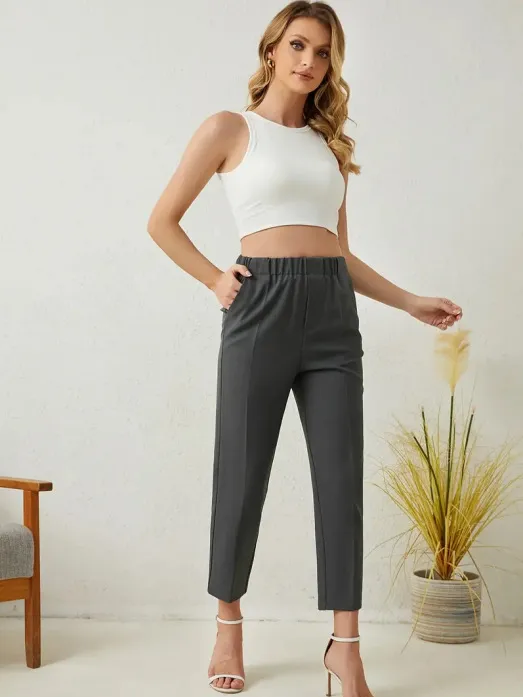 Women's Ankle length Pants Temperament Office All matching Lead Gray - Shop at LoveMi