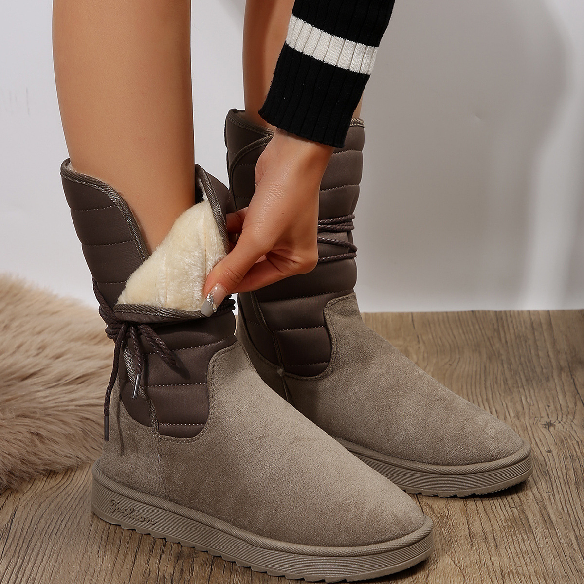 Mid-calf Warm Womens Cotton Boots