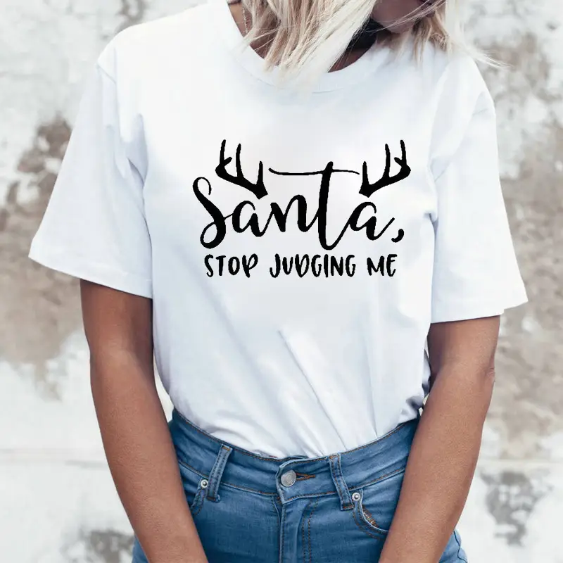 Rock Santa Claus Print Spoof European And American T-shirt