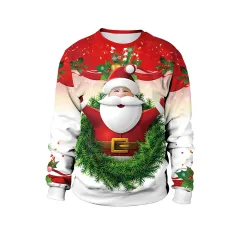 Women's Christmas Animal Print Pullover Round Neck Couple Sweater - Sb102 070-Xxl - View 1