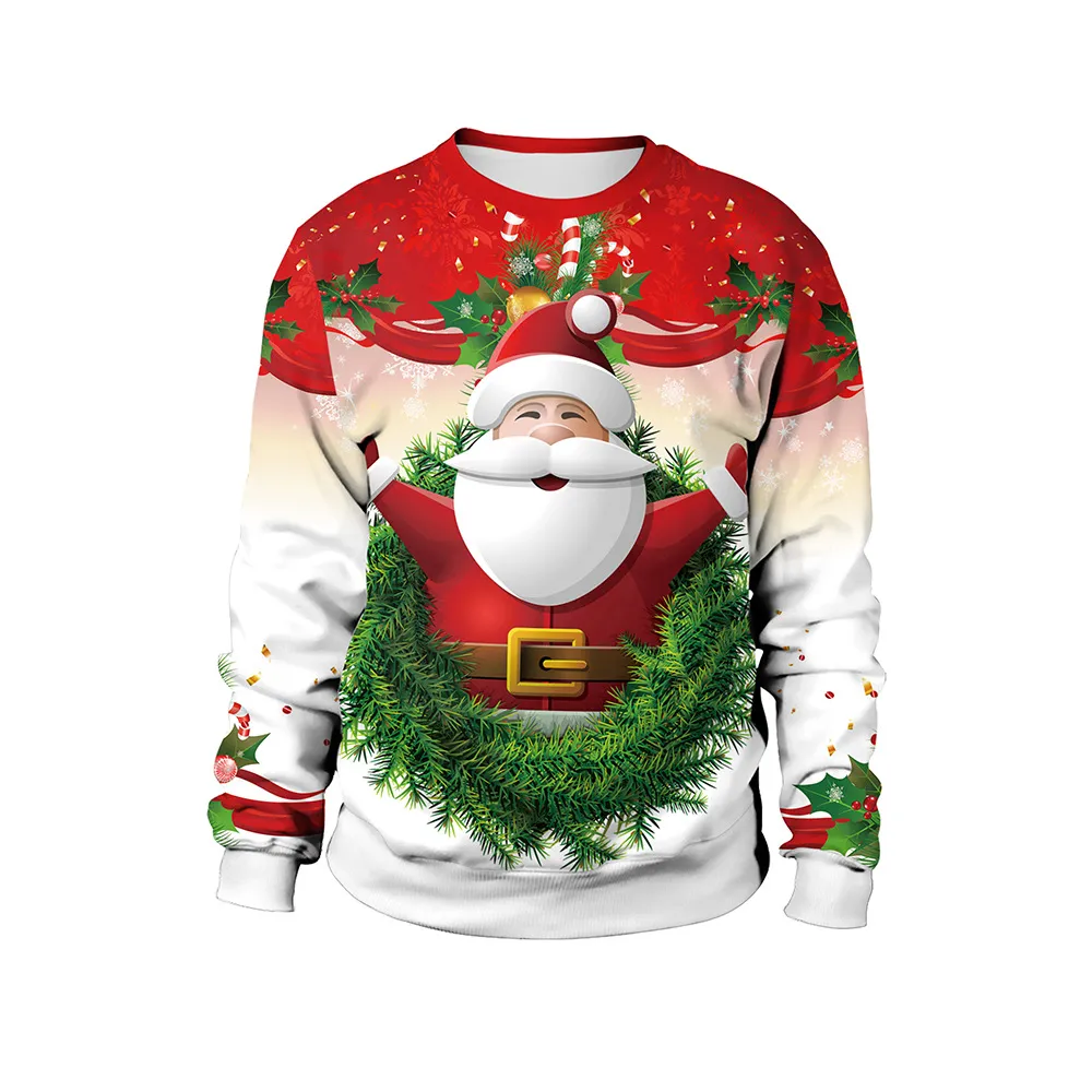 Women's Christmas Animal Print Pullover Round Neck Couple Sweater - Sb102 070