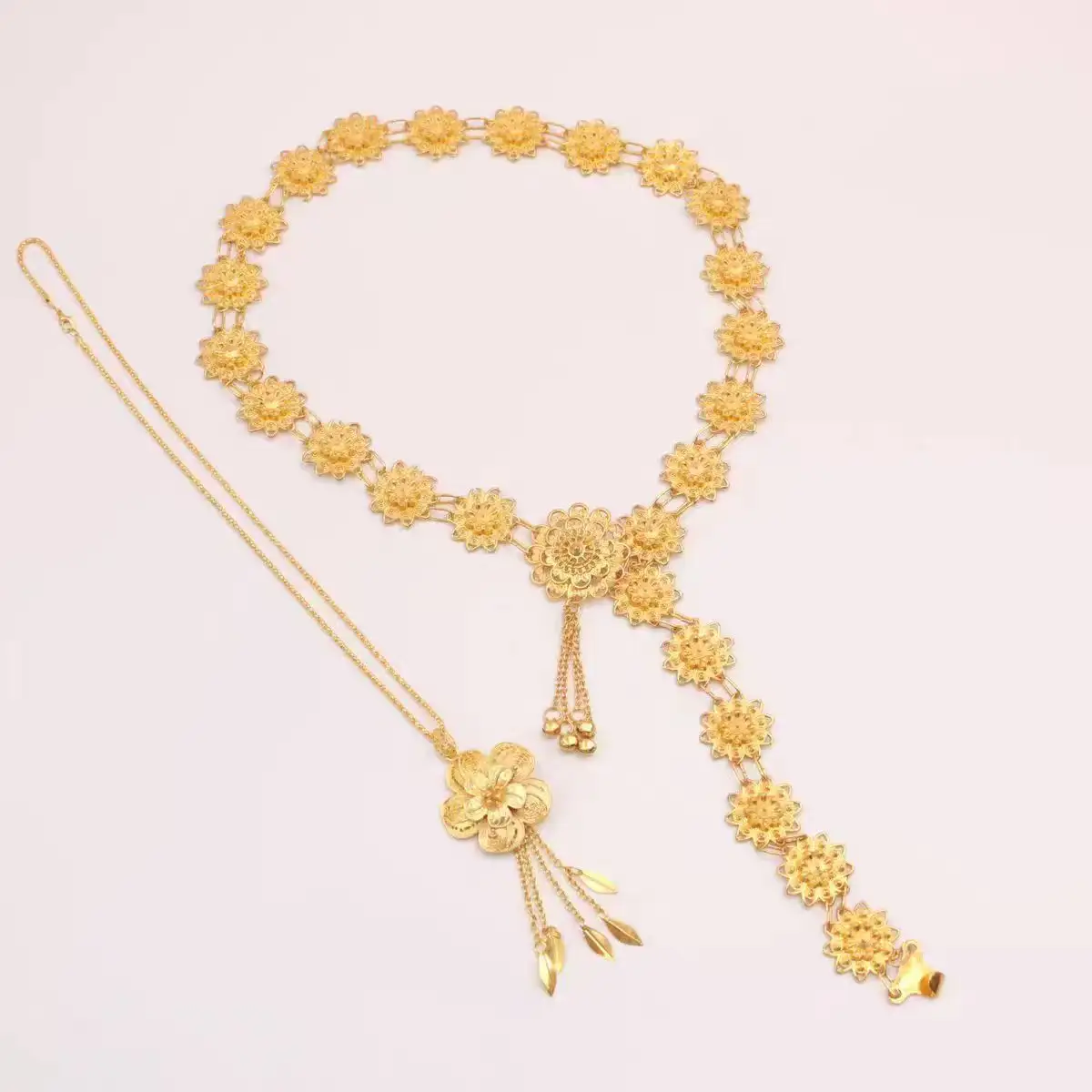 Necklace Waist Chain Vintage Alloy Hollow Flower Accessories Golden Waist Chain