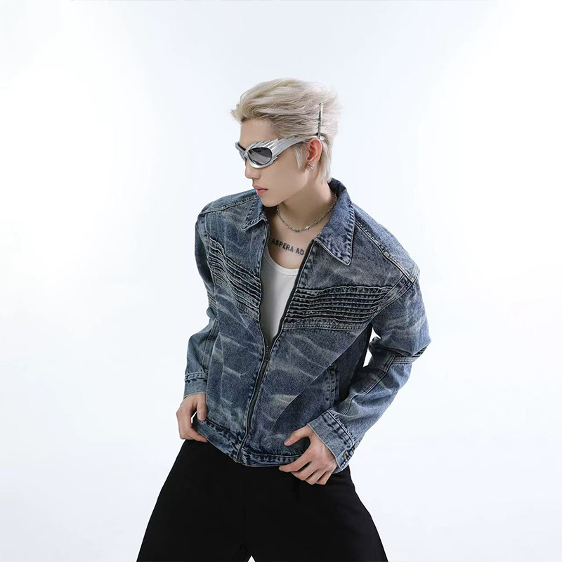 $21.35 Men's Three-dimensional Split Washed Vintage Denim Jacket