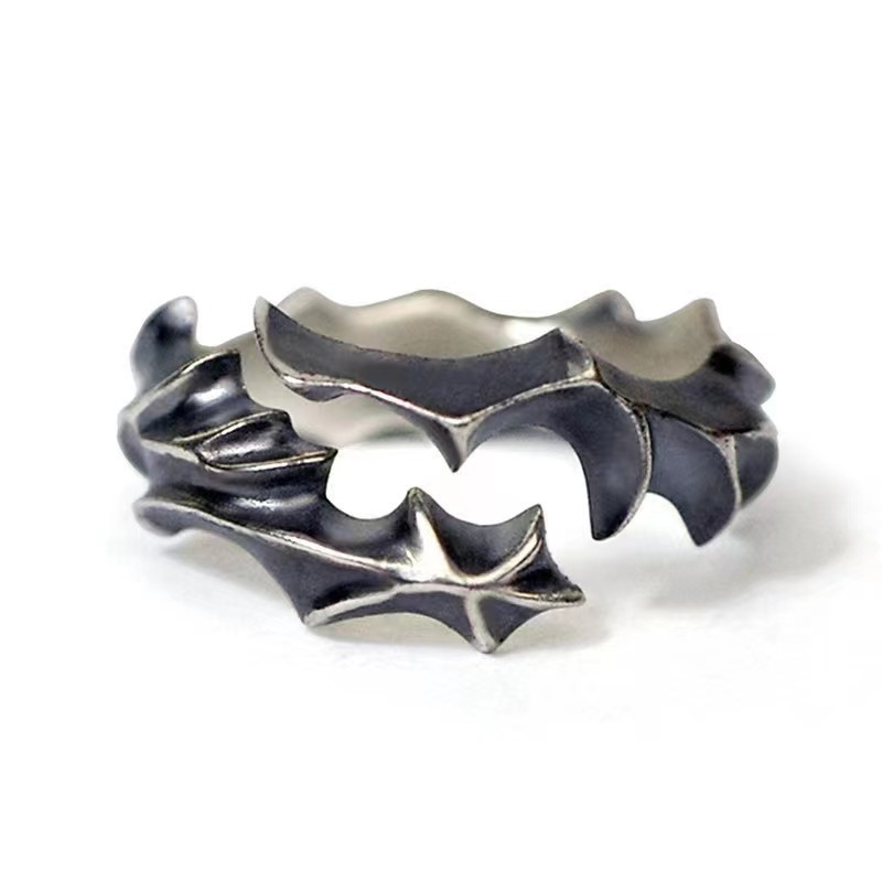 Rattan Design Ring For Men Thai Silver Vintage Distressed