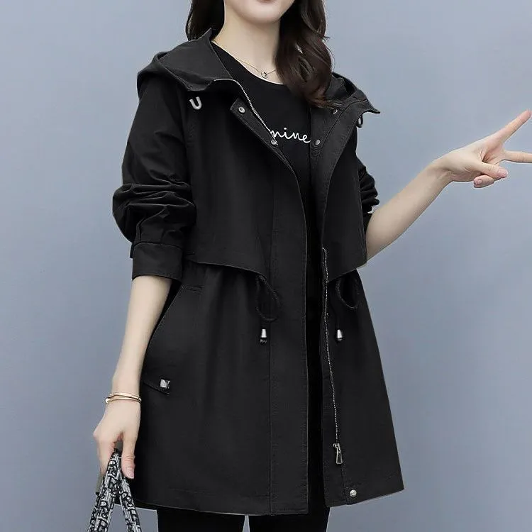Loose Casual Fashion Hooded Jacket - Black