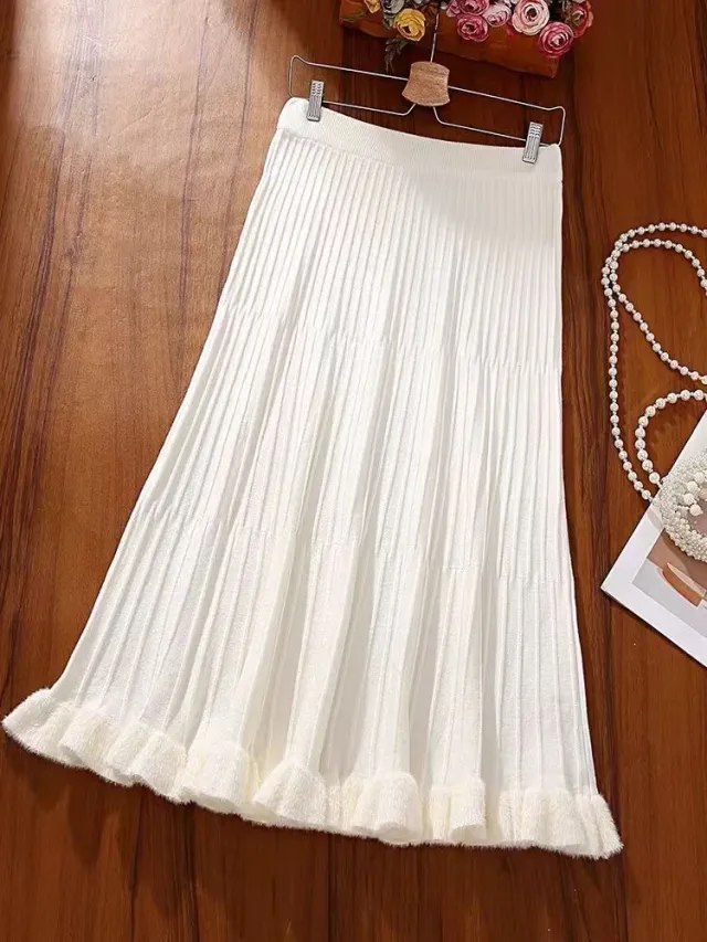 Inner Hanfu Layered With A line Skirt Beige - Shop at LoveMi