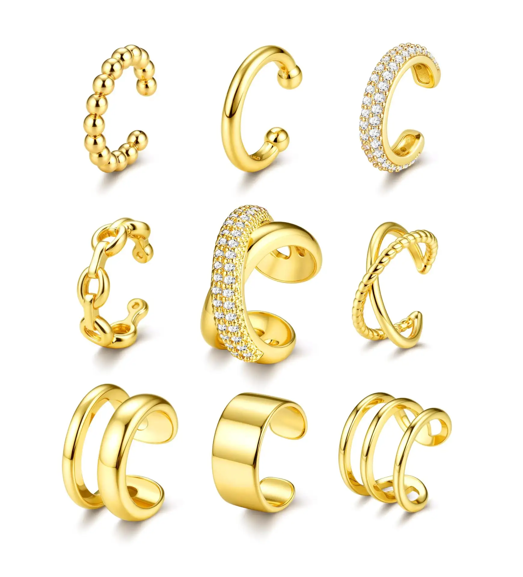 Electroplated Zircon Ear Cuff Set For Women