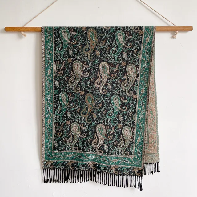Artificial Cashmere Scarf Women's Ethnic Style Shawl Cape Green - Shop at LoveMi