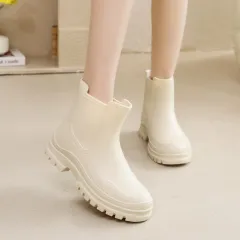 Cross-border Ladies Outdoor Work Rain Boots Lightweight Non-slip Rubber Shoes Kitchen Shoe Cover - Beige - View 1
