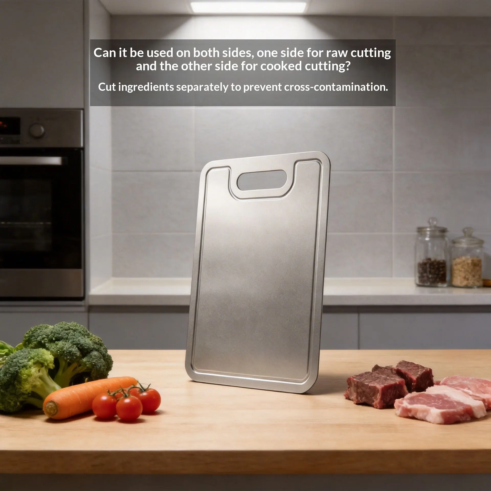 Stainless Steel Grooved Cutting Board, Antibacterial
