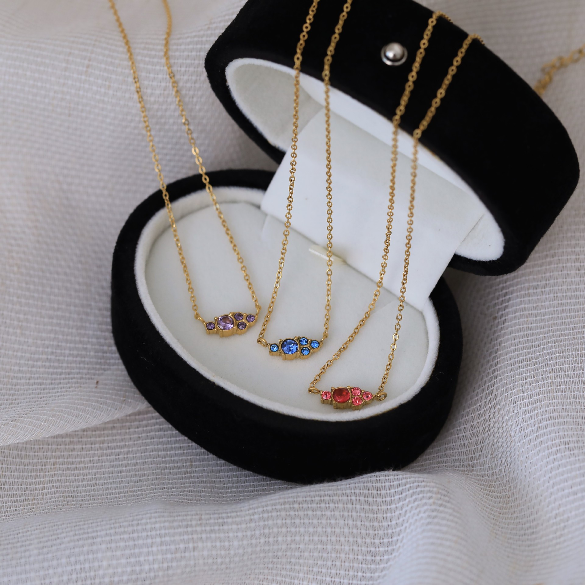 Twelve Birthstone Necklace Women's Simple Color Gem Necklace