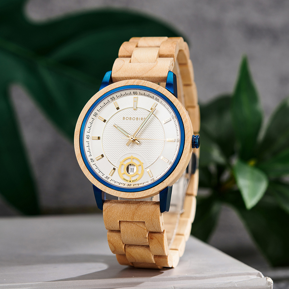 Natural Wooden Men's Watch - Vintage Minimalist Design Casual Quartz Wristwatch for Young Adults 5