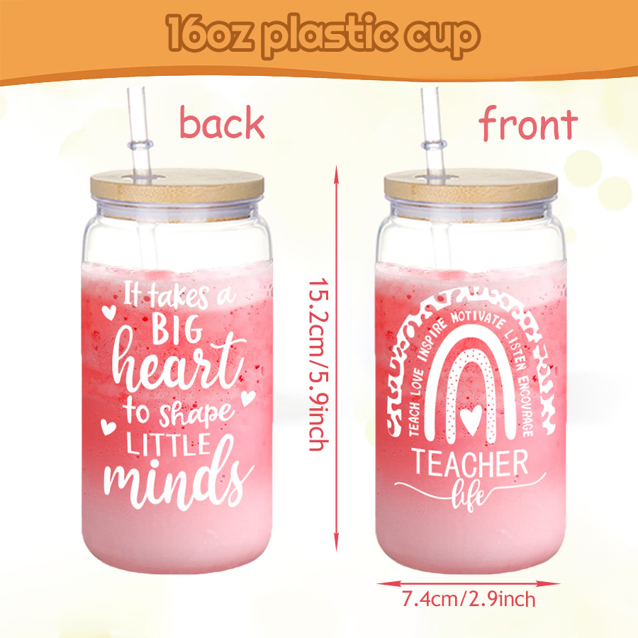 Simple Printing Teacher's Day Bamboo Cover Plastic Juice Cup