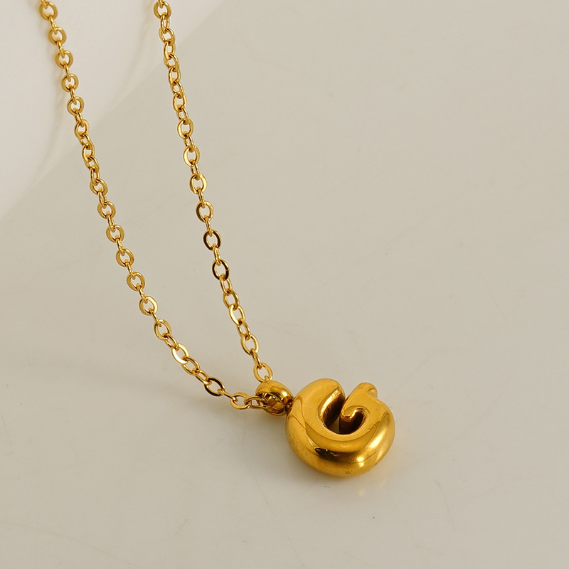 26 English Letter Pendant Stainless Steel Gold